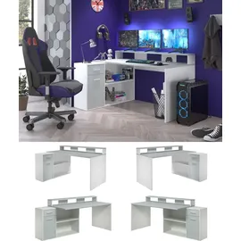 trendteam Eckschreibtisch Gamer lichtgrau/weiß