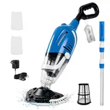 Bostar 2026 Neu 120L/min Poolsauger Akku mit Teleskopstange, 80 Minuten Laufzeit Doppel Filtration Kabelloser Poolreiniger Pool Reiniger Handstaubsauger für Gartenpool Kleine Pools Spa