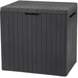 Keter City Box, Aufbewahrungsbox, dunkelgrau, Inhalt: 113L, Maße: HxTxB 55x44x57,8cm, ideal für Balkon und kleine Flächen, Holzoptik