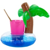 Oblique Unique® Aufblasbarer Getränkehalter Trinkhalter Flamingo Einhorn Donut Fußball Palme - wählbar - Cup Holder Mini Pool Spielzeug (Palme)