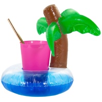 Oblique-Unique® Aufblasbarer Getränkehalter Trinkhalter Flamingo Einhorn Donut Fußball Palme - wählbar - Cup Holder Mini Pool Spielzeug (Palme)