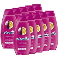 Schauma Schwarzkopf Pflege-Shampoo Fresh it Up! (10x 400 ml), Haarshampoo reinigt den Haaransatz sanft, Shampoo für fettigen Ansatz & trockene Spitzen, mit Passionsfrucht
