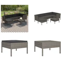 vidaXL 7 tlg. Garten Lounge Set mit Auflagen Poly Rattan Grau - Garten-Sofagarnitur - Garten-Sofagarnituren - Gartensofa-Set - Gartensofa-Sets - Grau