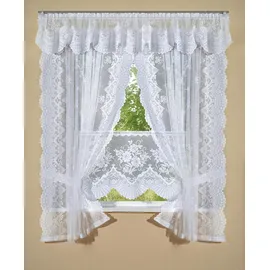WECKBRODT Scheibengardine WECKBRODT "Siena" Gr. 1, weiß, B:145cm H:50cm, Jacquard, Polyester, Gardinen, Bistro, Jacquard, floral, halbtransparent, Bordüre, Gardine, Store