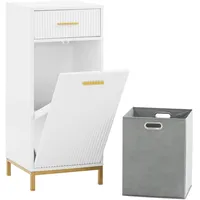 SoBuy Wäscheschrank mit Ausklappbarem Wäschesack Wäschesammler Weiß BZR180-W