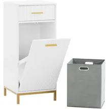 SoBuy Wäscheschrank mit Ausklappbarem Wäschesack Wäschesammler Weiß BZR180-W