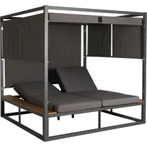 MCW Aluminium Lounge-Gartenliege MCW-M63, Sonnenliege Bali-Liege Doppelliege Outdoor-Bett Daybed, 10cm-Polster ~ dunkelgrau