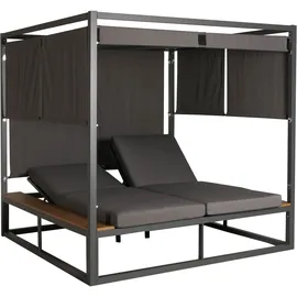 MCW Aluminium Lounge-Gartenliege MCW-M63, Sonnenliege Bali-Liege Doppelliege Outdoor-Bett Daybed, 10cm-Polster ~ dunkelgrau