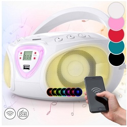 Auna Roadie Radio (FM-Radio, Kinder CD Player tragbar Musikbox Bluetooth CD Spieler Radio Soundbox) weiß