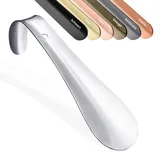 JK Trade® 15cm STABILER Edelstahl Schuhlöffel | 1.5mm polierter Metall Schuhanzieher zum Reisen | Schuhlöffel klein für Unterwegs | optimierte Länge & Breite | Shoe Horn | Business | Aufhängbar - 15cm