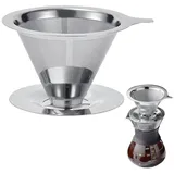 Kaffeefilter Wiederverwendbar, Kaffeefilter aus Edelstahl Permanent Kaffee Filter mit Sockel Spülmaschinengeeignet(1-4 Tassen)