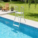 UISEBRT 304 Edelstahl Poolleiter | Pooltreppe mit 3 Stufen | Schwimmbadleiter mit Rutschsicherung | Einstiegsleiter für Pool & Schwimmbecken Höhe bis zu 115 cm | bis 150 kg Belastbar