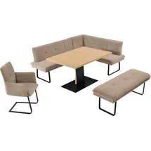 K+W Komfort & Wohnen Essgruppe Giacomo III, (4-tlg), wahlweise links oder rechts langer Schenkel 207cm, Freischwingersessel beige