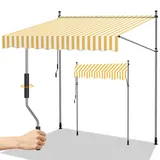 Randaco Klemmmarkise, 300x120cm Gelenkarmmarkise Markise Balkon Balkonmarkise UV-beständig Einziehbar Klemmmarkise mit Handkurbel Höhenverstellbar, Einfache Montage Orange und Weiß