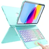 FUWANG Touch-Tastatur-Hülle für iPad (A16) 11. Generation 27,9 cm (11 Zoll) 2025 und 10. Generation 2022, 360° drehbar, für iPad 10. Generation Hülle mit Tastatur, beleuchtete Tastaturhülle mit