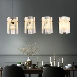 GLOBO LED Hängeleuchte Pendellampe Glasstäbe Esszimmerleuchte Deckenleuchte Wohnzimmerlampe gold, klar opal, Metall, 4x 9W 4x 810lm warmweiß, H 140 cm