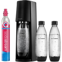 SodaStream Wassersprudler TERRA Promopack mit CO2-Zylinder und spülmaschinenfeste Kunststoff-Flasche, Schwarz, Höhe 44cm