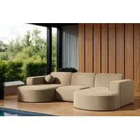Fun Möbel Garten Ecksofa U-Form SUNDAY in wetterfester Stoff ART-N Beige - Beige