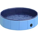 Pawhut Hundepool, Faltbares Pvc-wasserbecken, 80 Cm Durchmesser, 20 Cm Höhe, Rutschfest, Leicht Zu Reinigen, Blau