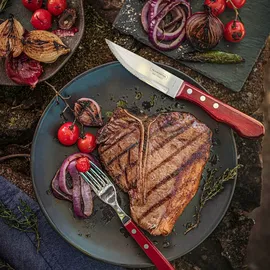 Tramontina Steakmesser JUMBO 4 Stück, Edelstahl, Holzgriff FSC, spülmaschinenfest