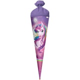 ROTH Schultüte Einhornportrait 70cm mit Glittereffekt - rund Rot(h)-Spitze Filzverschluss - Zuckertüte Einhorn Glitzer