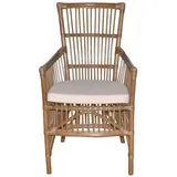 Rattansessel - Rattan-Armlehnstuhl inkl. Sitzkissen in Braun Geflechtstuhl Stuhl
