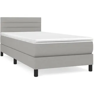 vidaXL Boxspringbett mit Matratze Hellgrau 100x200 cm Stoff