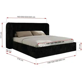MKS Meble Emora Classic 160 x 200 cm Schwarz