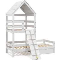 VitaliSpa Spielturmbett Kinderbett Spielbett Teddy Weiß modern 208x235 cm