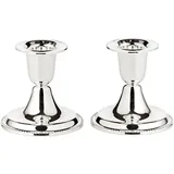 Edzard 2er Set Kerzenständer Perla (H 7 cm) edel versilbert - Kerzenhalter zur Tischdeko, Dekoration - Windlicht, Kerzenleuchter für Stabkerzen, Lange Kerzen in Silber, Kerzen Deko anlaufgeschützt
