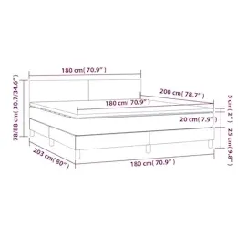 vidaXL Boxspringbett mit Matratze & LED Schwarz 180x200 cm Stoff