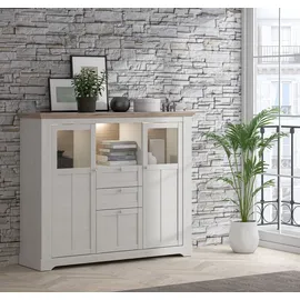 Forte Highboard Schneeeiche 136 cm mit LED - Beleuchtung - ILOPPA