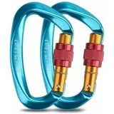 Kletterkarabiner, 2er-pack Selbstsichernde Karabiner Aus Edelstahl Und Aluminium Mit D-ring Zum Klettern, Abseilen, Verriegeln Von Hunden, Hängematte, Schaukel, Zelt, Groß