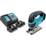 Makita DJV 180 SAX Akku Stichsäge 18 V 135 mm + 2x Akku 2,0 Ah + Ladegerät