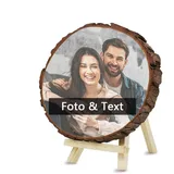 Personalisierte Baumscheibe mit Foto & Text Gravur, Selbst gestalten Holzscheibe Wand- & Tischbilderrahmen Holzplatte Schild aus Holz, Fotogeschenke zum Geburtstag Jahrestag Weihnachten (15 cm)