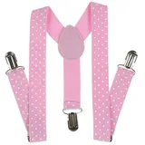 Linghe Kinder Hosenträger Clip - Jungen Mädchen Polka Dot Einstellbare Elastische Y-Förmige 3 Clip Hosenträger (Rosa) - Einheitsgröße