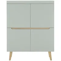 Lomadox Wohnzimmer, Esszimmer Highboard in Eiche mit grün Modern