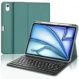 IVEOPPE Tastatur iPad Air 6. Generation, iPad Air 11" Hülle mit Tastatur 2024, Magnetisch Abnehmbare Bluetooth QWERTZ Tastatur für iPad Air 6 11 Zoll 2024, Dunkelgrün