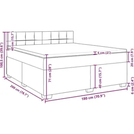 vidaXL Boxspringbett mit Matratze Dunkelgrau 180x200 cm Stoff