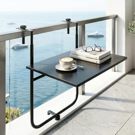 Outsunny Balkontisch 62 x 60 x 85,5 cm Schwarz