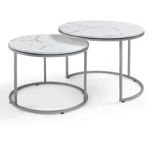 [en.casa] Skagen Marmor weiß / silber 2er Set