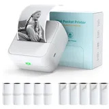 Bisofice S1 Mini tragbarer Fotodrucker, Taschendrucker, kabellos, BT, Drucker ohne Tinte, kompatibel mit Android und iOS, Mini-Thermodrucker für Notizen, Bilder, Fotos, Tagebuch, weiß