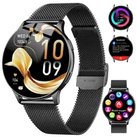 Smartwatch Herren Damen Rund, 1.32" HD AMOLED Herzfrequenz SpO2 Schlafmonitor Schrittzähler Uhr, Smart Watch Damen mit Telefonfunktion, 120+Sportmodi Fitness Tracker, IP68 Wasserdicht, Paare, Schwarz