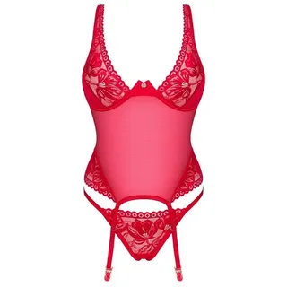 Obsessive Corsage OB Lacelove corset & thong red - (ML,XSS,XXL) rot XSS