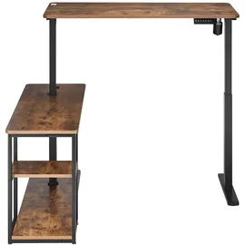 Ergo Office Höhenverstellbarer elektrischer Schreibtisch , max. Höhe 121cm, max. 70 kg, mit Tischplatte, rustikal braun, ER-450 - Braun/Schwarz