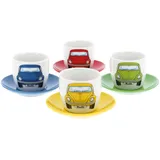 VW Collection BRISA VW Collection - Volkswagen Keramik Espresso-Tassen-Kaffee-Tee-Cappuccino-Set im Käfer Design (Käfer Front/4 Farben/4ER SET/100ml)