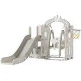 Baby Rutsche und Schaukel Set Kleinkind Climber Schaukel Set Freistehende Rutsche Baby Spielplatz Activity Center Spiel Set Indoor Outdoor Lange Rutsche Kinder Spielgeräte (Tower White)