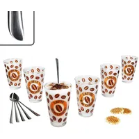 12tlg Latte Macchiato Set - 6x CREMONA Gläser orange + 6x TWIST Latte Macchiato Löffel - 0806137 & 747-480