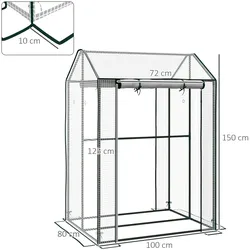 Outsunny - Gewächshaus - 100L x 80B x 150H cm