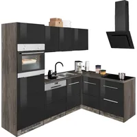 kochstation Winkelküche KS-Brindisi L-Form 230 x 170 cm schwarz